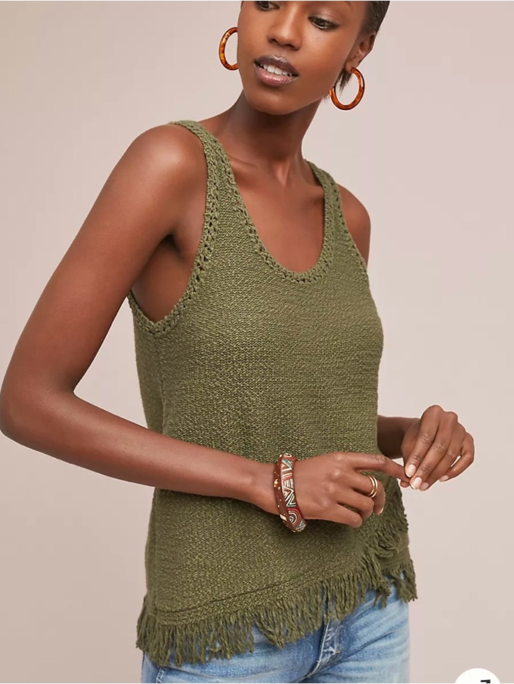 Anthropologie Olive green sweater tank size medium